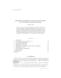 Algorithmic Semi-Algebraic Geometry and Topology – Recent Progress and Open Problems