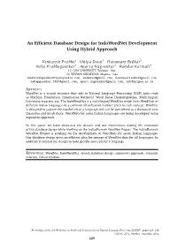 An Efficient Database Design for Indowordnet Development Using