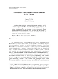 Aspirated and Unaspirated Voiceless Consonants in Old Tibetan*