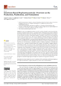 Interferon-Based Biopharmaceuticals: Overview on the Production, Puriﬁcation, and Formulation
