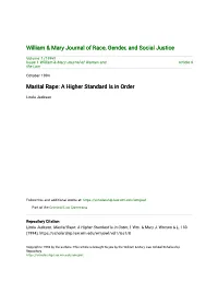 Marital Rape: a Higher Standard Is in Order