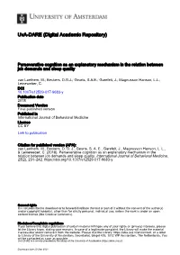 Perseverative Cognition As an Explanatory Mechanism in The