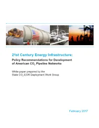 21St Century Energy Infrastructure: Policy Recommendations for Development of American CO2 Pipeline Networks