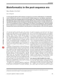 Bioinformatics in the Post-Sequence Era