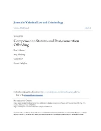 Compensation Statutes and Post-Exoneration Offending Evan J