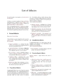 List of Fallacies