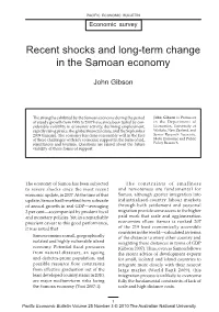 Recent Shocks and Long-Term Change in the Samoan Economy