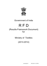 (Results-Framework Document) for Ministry of Textiles