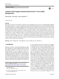 Catalysis of the Oxygen Evolution Reaction by 4–10 Nm Cobalt Nanoparticles