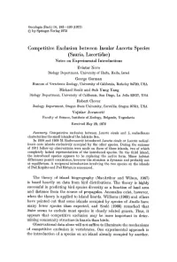 Competitive Exclusion Between Insular
