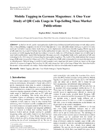 Mobile Tagging in German Magazines: a One-Year Study of QR Code Usage in Top-Selling Mass Market Publications