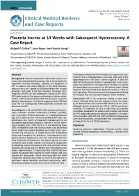 Placenta Increta at 14 Weeks with Subsequent Hysterectomy: a Case Report Abigail E Collett1*, Jean Payer1 and Xuezhi Jiang1,2