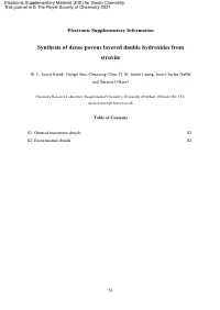 Synthesis of Dense Porous Layered Double Hydroxides from Struvite