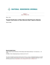 Toward Clarification of New Mexico's Real Property Statutes