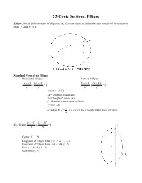 2.3 Conic Sections: Ellipse