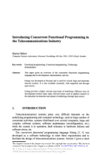 Introducing Concurrent Functional Programming in the Telecommunications Industry
