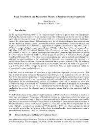 Legal Translation and Translation Theory: a Receiver-Oriented Approach