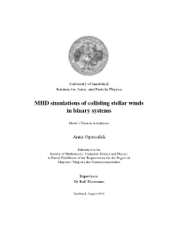 "MHD Simulations of Colliding Stellar Winds in Binary Systems"