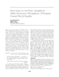 More Eyes on the Prize: Variability in White Americans' Perceptions Of