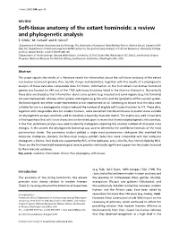 Soft-Tissue Anatomy of the Extant Hominoids Anatomy of the Extant Hominoids: a Review and Phylogenetic Analysis S