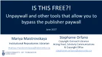 Unpaywall and Other Tools to Bypass Publisher Paywalls