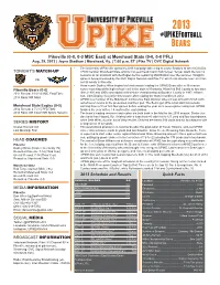 UPIKE FB Game Notes 082913 Morehead State.Indd