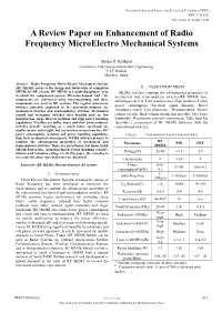 A Review Paper on Enhancement of Radio Frequency Microelectro Mechanical Systems