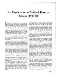 An Explanation of Federal Reserve Actions (1933-68)