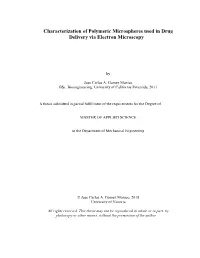 Characterization of Polymeric Microspheres Used in Drug Delivery Via Electron Microscopy