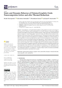 Static and Dynamic Behavior of Polymer/Graphite Oxide Nanocomposites Before and After Thermal Reduction
