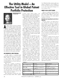 The Utility Model – an Effective Tool in Global Patent Portfolio Protection