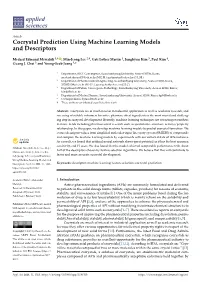 Cocrystal Prediction Using Machine Learning Models and Descriptors