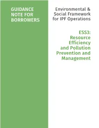 ESS3: Resource Efficiency and Pollution Prevention And