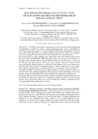 Bat Species Richness and Activity Over an Elevation Gradient in Mediterranean Shrublands of Crete