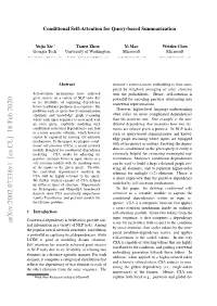 Conditional Self-Attention for Query-Based Summarization