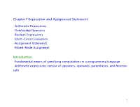 Expressions and Assignment Statements