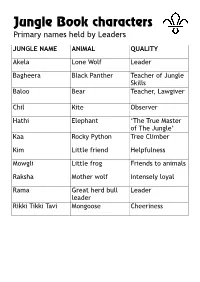 Jungle Book Characters Primary Names Held by Leaders
