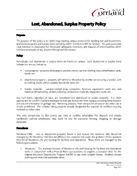 Lost, Abandoned, Surplus Property Policy