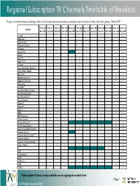 Regional Subscription TV Channels Timetable of Breakout