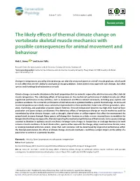 The Likely Effects of Thermal Climate Change on Vertebrate Skeletal Muscle Mechanics with Possible Consequences for Animal Movement and Behaviour