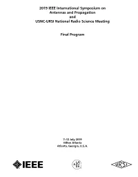 2019 IEEE International Symposium on Antennas and Propagation and USNC-URSI National Radio Science Meeting
