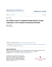 A Comparative Study, Volume II, Foreign Corporations: Torts: Contracts in General, by Ernst Rabel