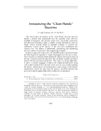 “Clean Hands” Doctrine