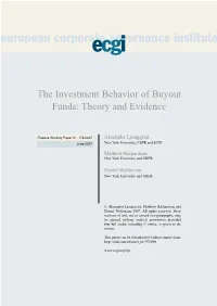 The Investment Behavior of Buyout Funds: Theory and Evidence
