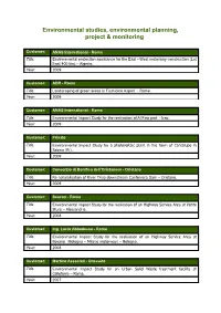 Environmental Studies, Environmental Planning, Project & Monitoring