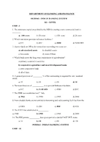 Indian Banking System K1 – Level Unit - I 1