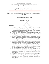 Jerusalem Report on the Israeli Colonization Activities in the West