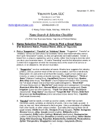 Name Search & Selection Checklist