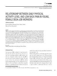 Relationship Between Daily Physical Activity Level And