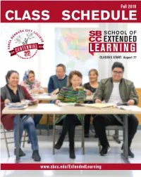 SBCC School of Extended Learning Class Schedule